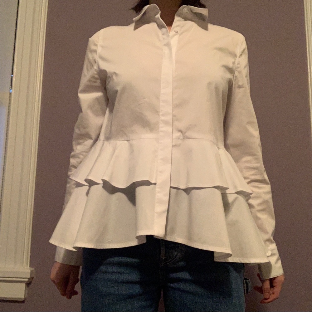 White Ruffled Button Down - image 3